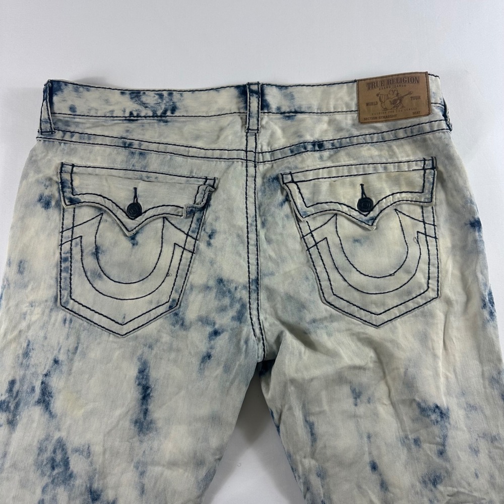 True Religion Mens Size 42 Jeans Acid Wash Denim‎ Straight Leg Pants - Picture 13 of 16